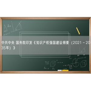 中共中央 国务院印发《知识产权强国建设纲要（2021－2035年）》